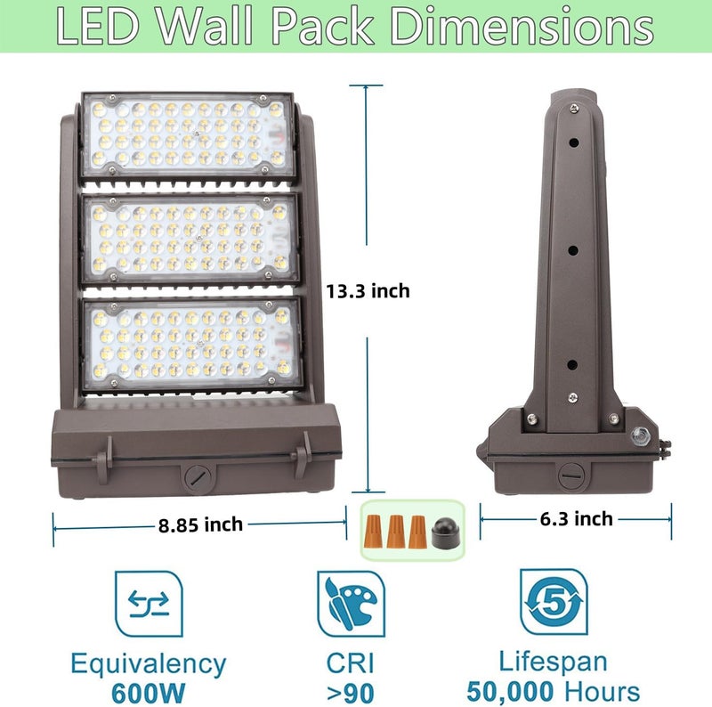 ECCFUTLL Dusk to Dawn 200W Rotatable LED Wall Pack Light, 5000K 28000LM 800-1000W HPS/HID Equiv, ETL Adjustable Head Outdoor LED Wallpack Lighting Fixture for Area Light, Parking, Garages,Warehouse,Entrance - Image 5